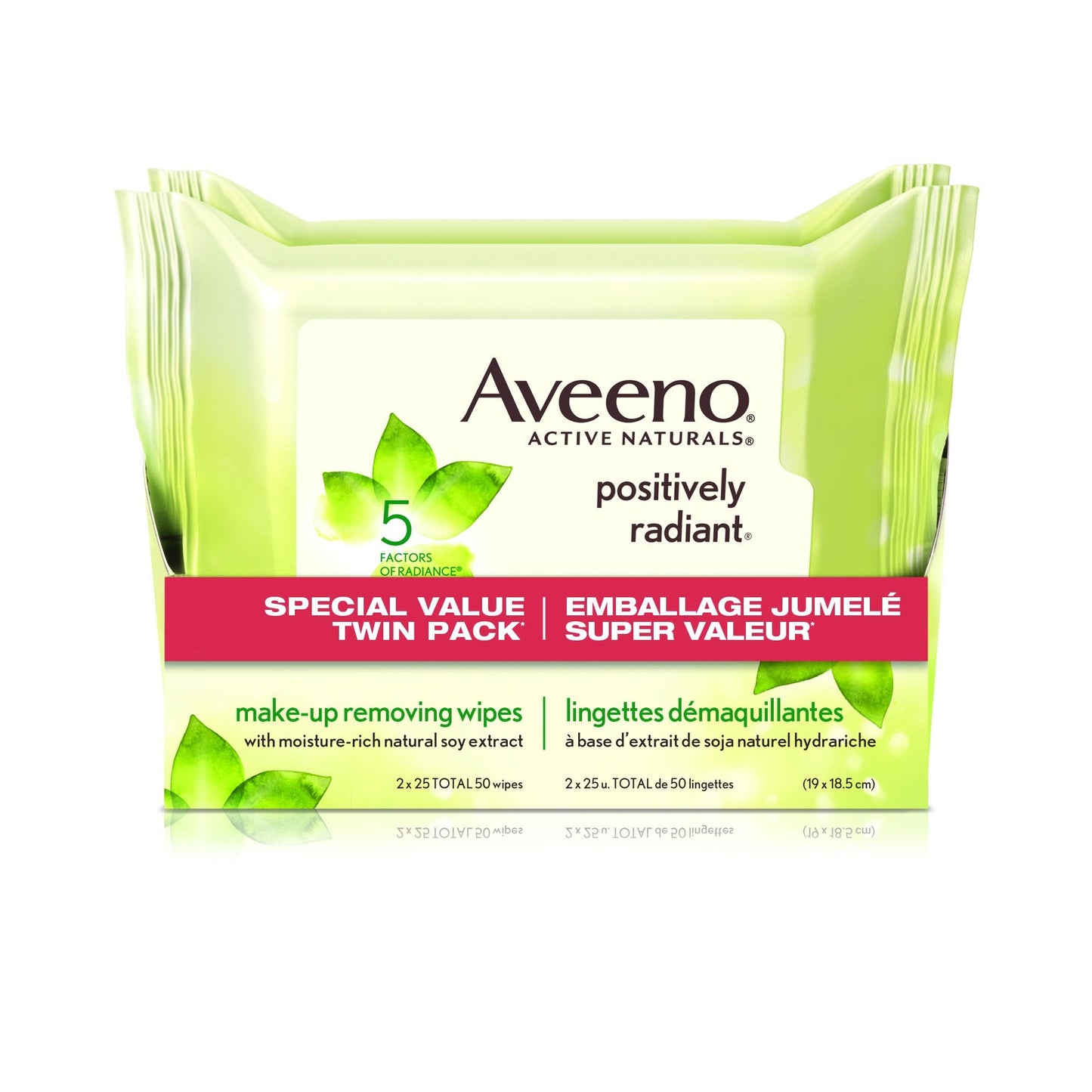 Aveeno Positively Radiant Makeup Removing Wipes, 25 Count(Pack of 2)