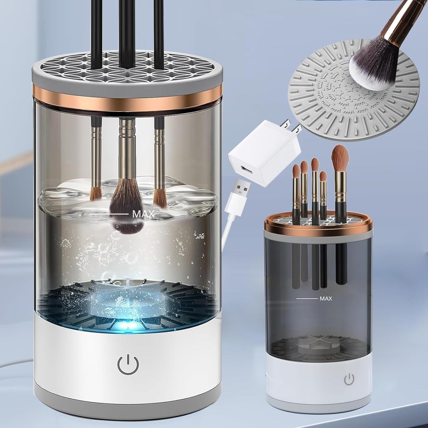 TDGXFL Electric Makeup Brush Cleaner Machine,Illumi Brush Blender Automatic Spinning Makeup Brush Cleaner for All Size Makeup Brush, Gift for Female